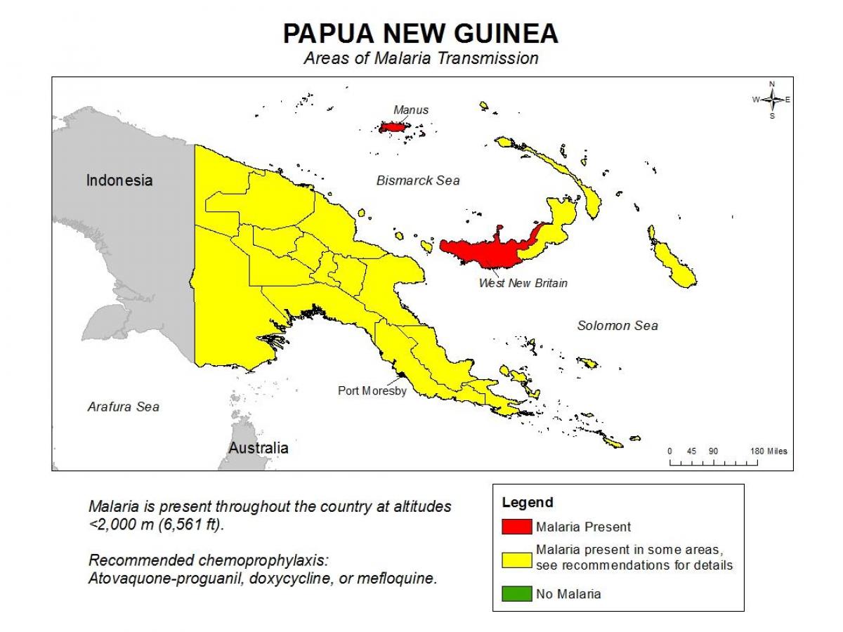 mapa ng papua new guinea malarya