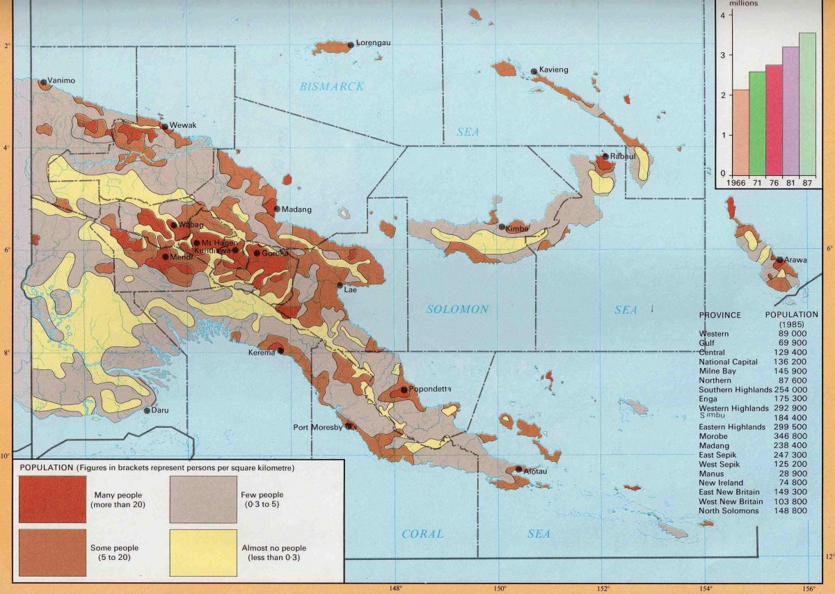 mapa ng papua new guinea populasyon